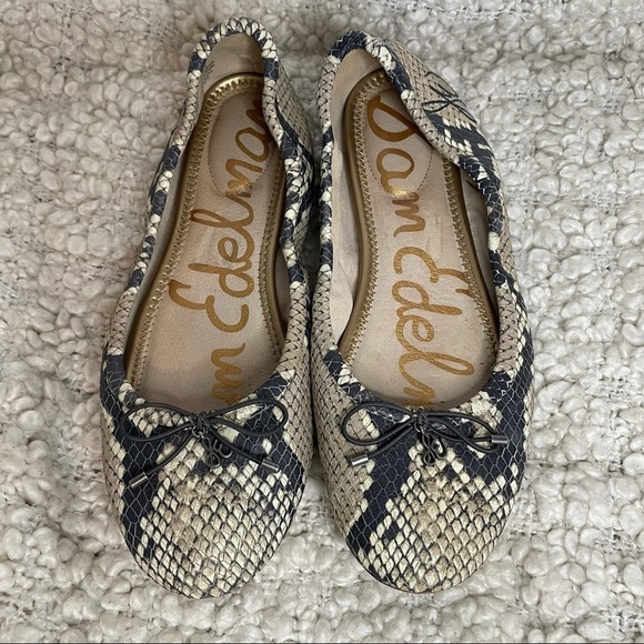 SAM Edelman Snakeskin Leather Ballet Flats size 6.5 - Picture 2 of 7